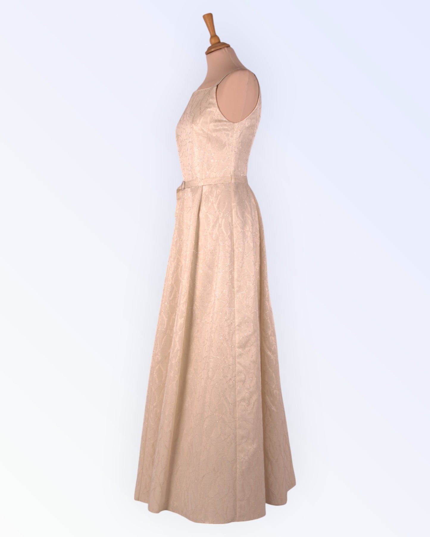 Cream brocade evening dress