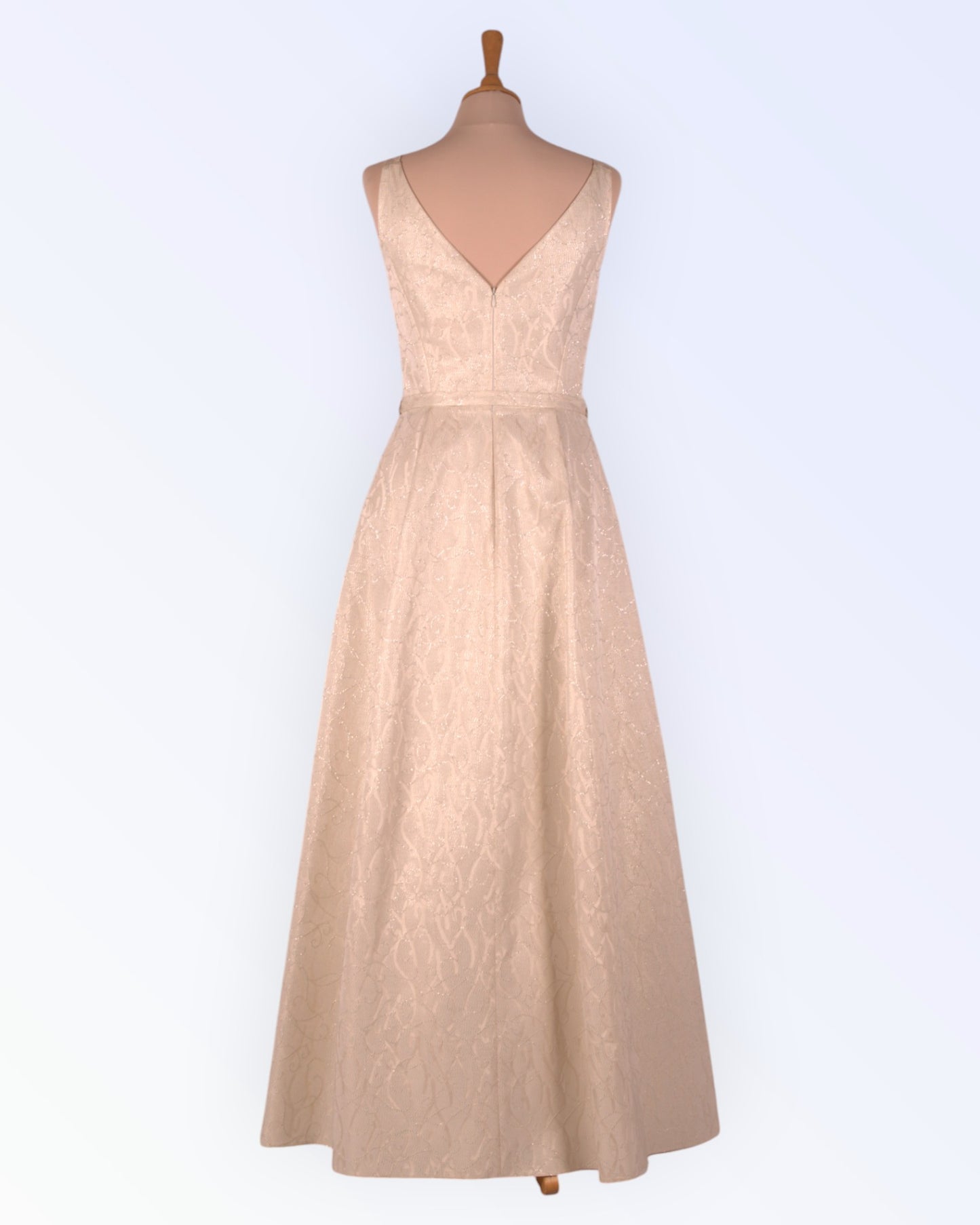 Cream brocade evening dress