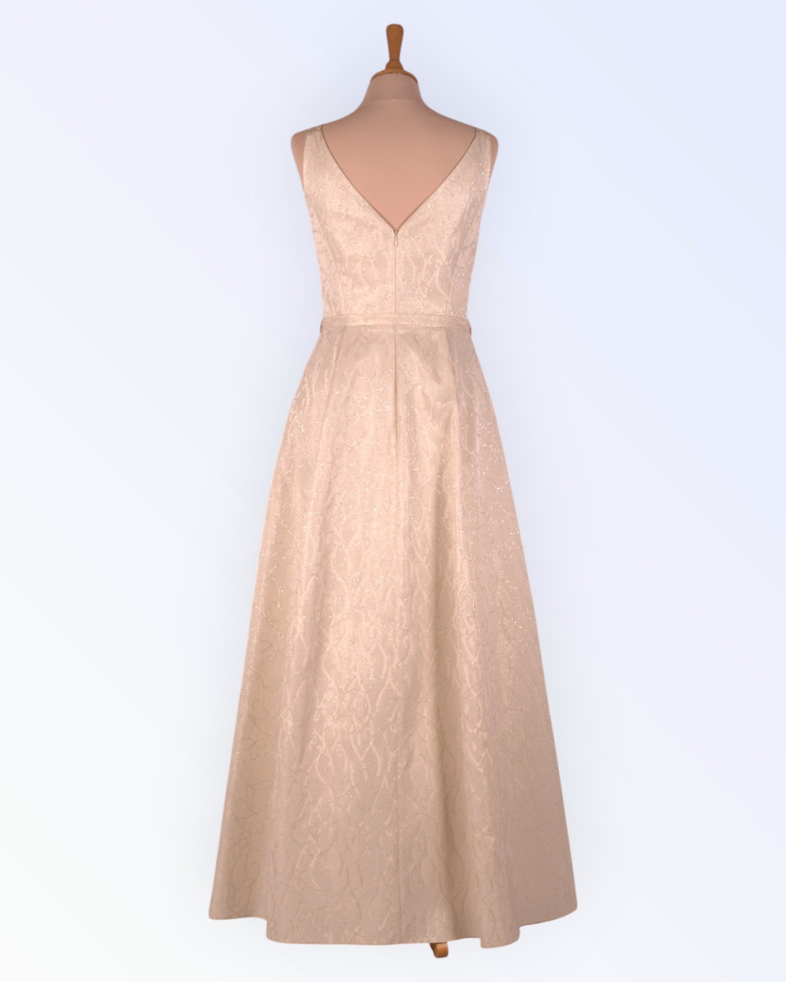 Cream brocade evening dress