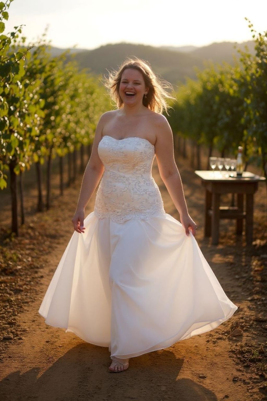 Off-white wedding dress