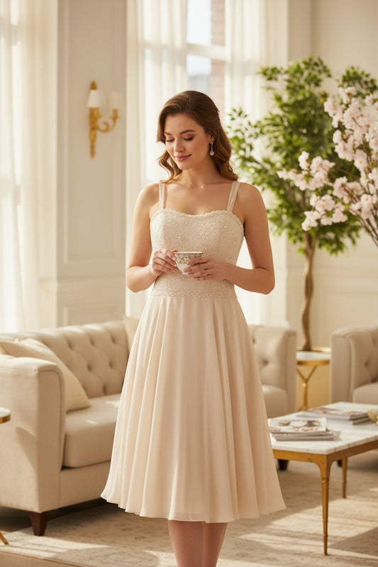 Short off-white wedding dress