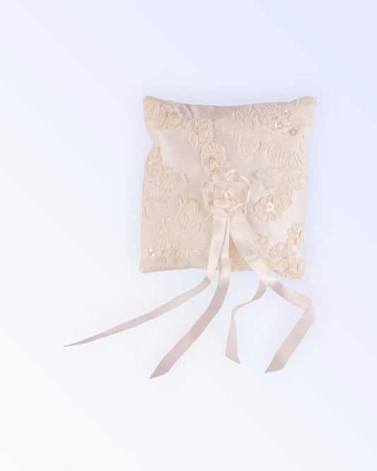 Off-white satin ring pillow