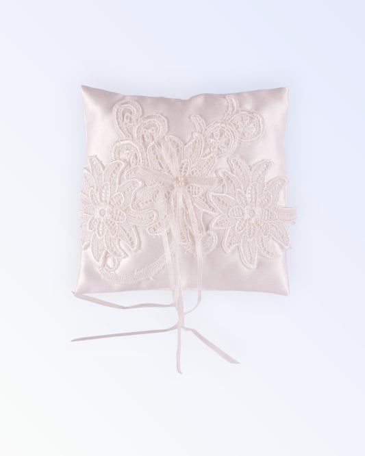 Ring pillow made of white satin