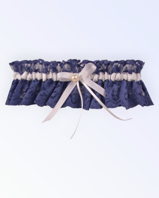 Navy blue lace garter