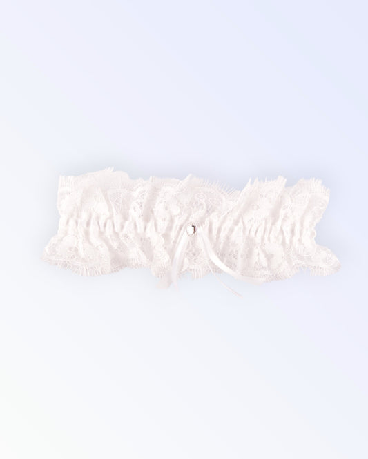 Delicate natural white lace garter