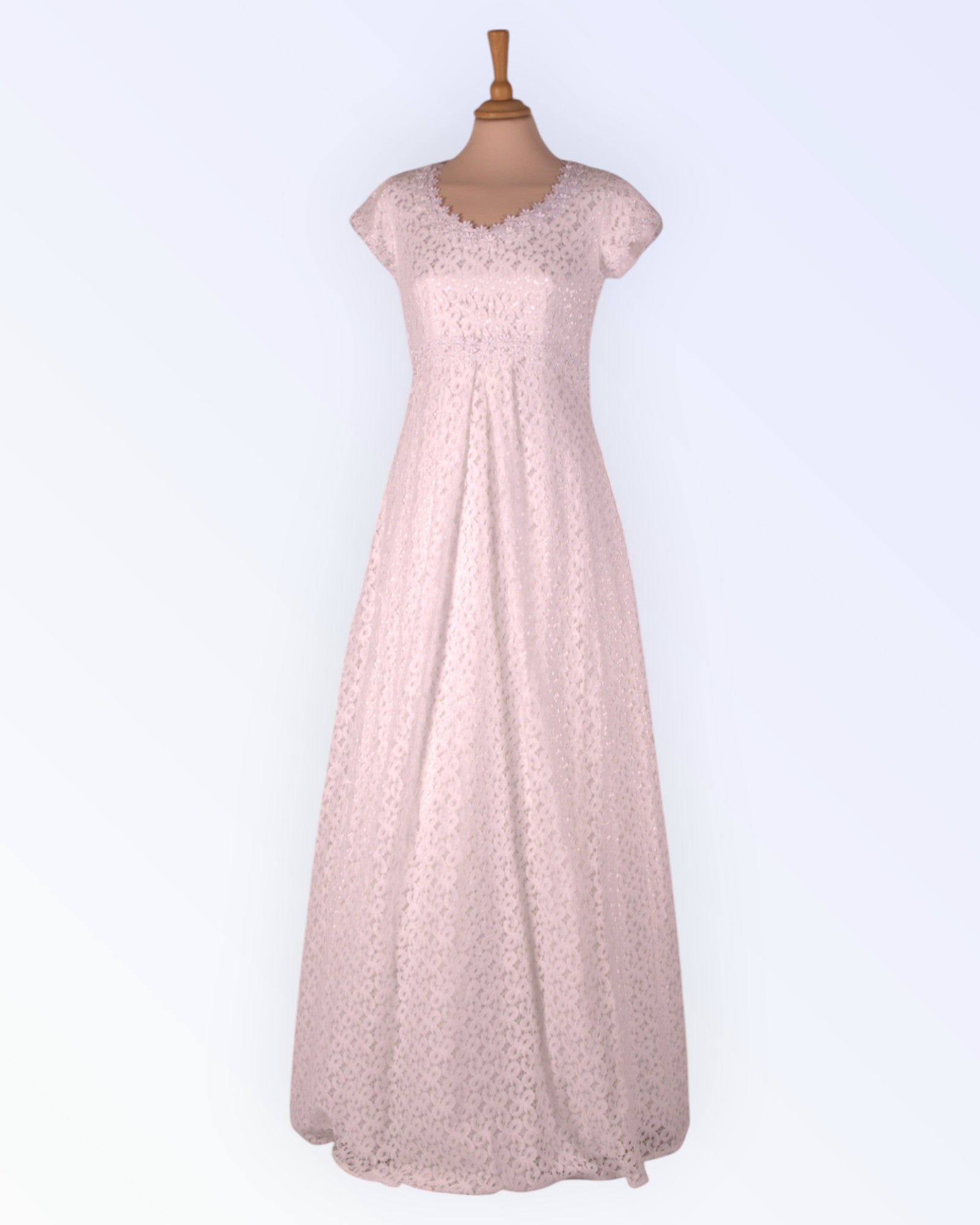 White lace empire-cut wedding dress