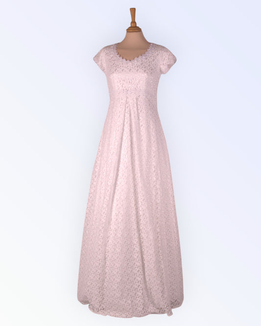 White lace empire-cut wedding dress