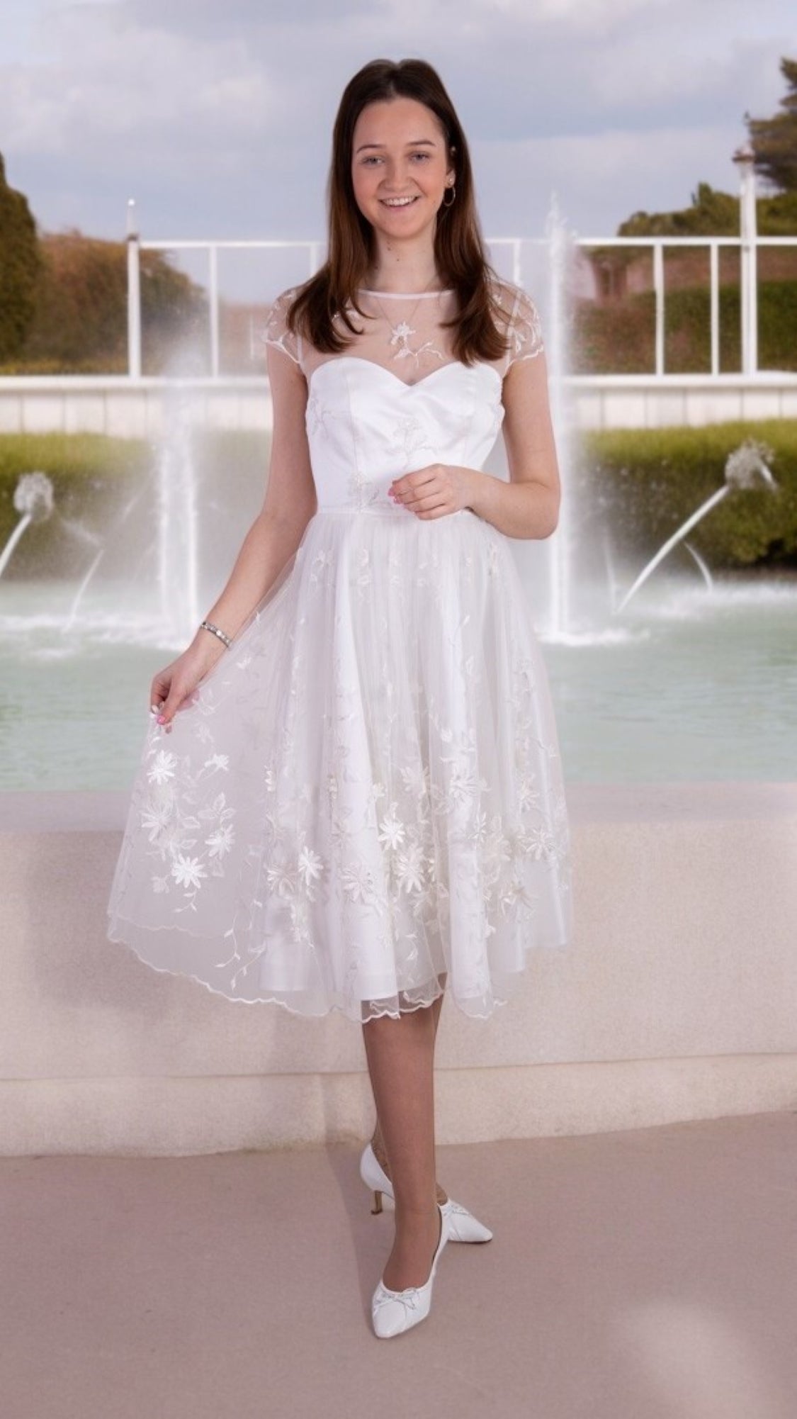 Off-white formal lace dress