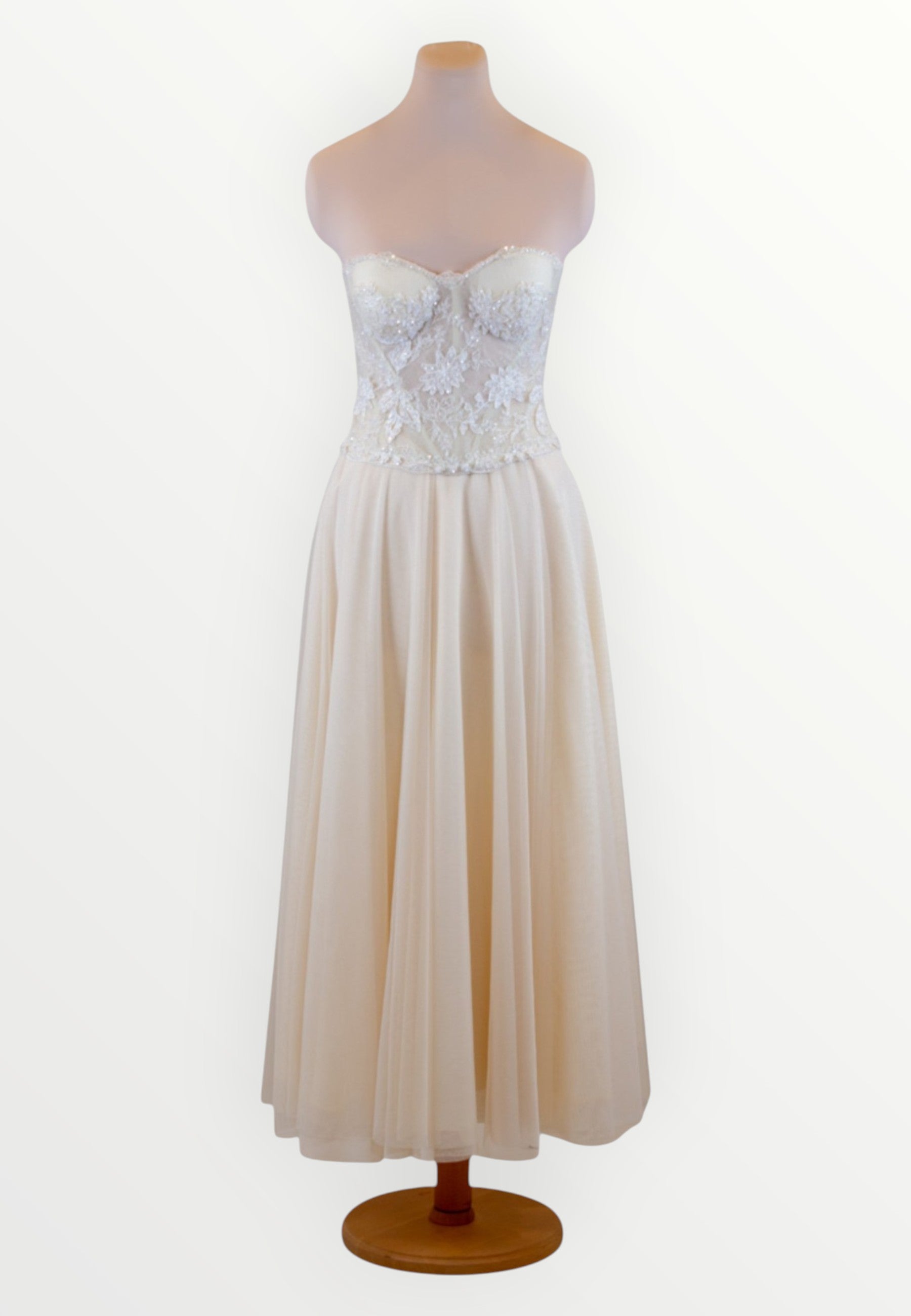 Cream lace top and skirt