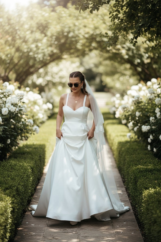 Minimalist satin wedding dress