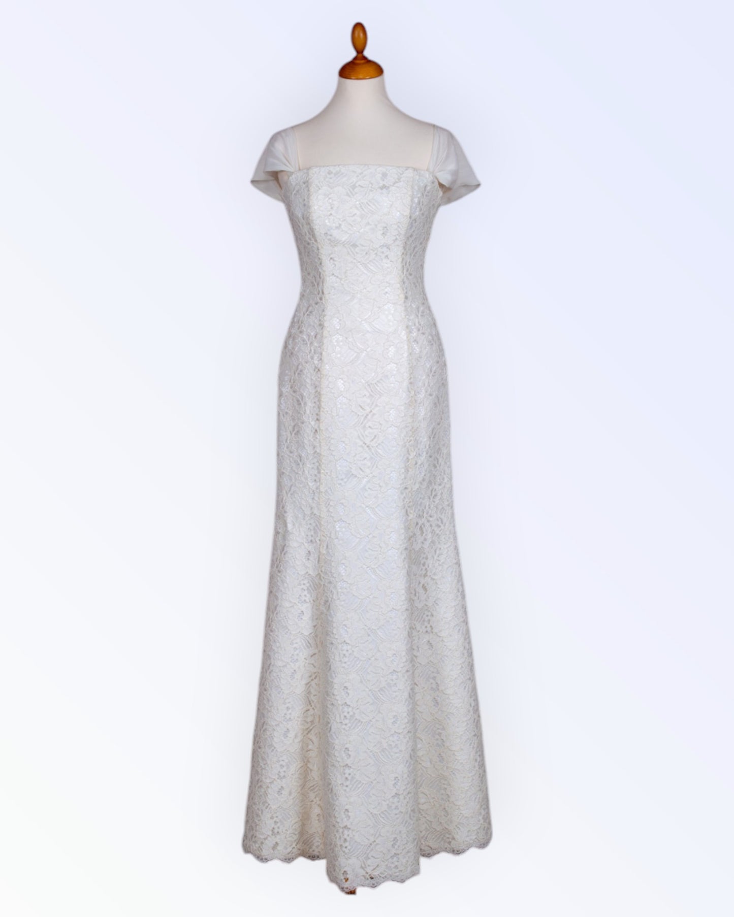 Off-white lace wedding dress