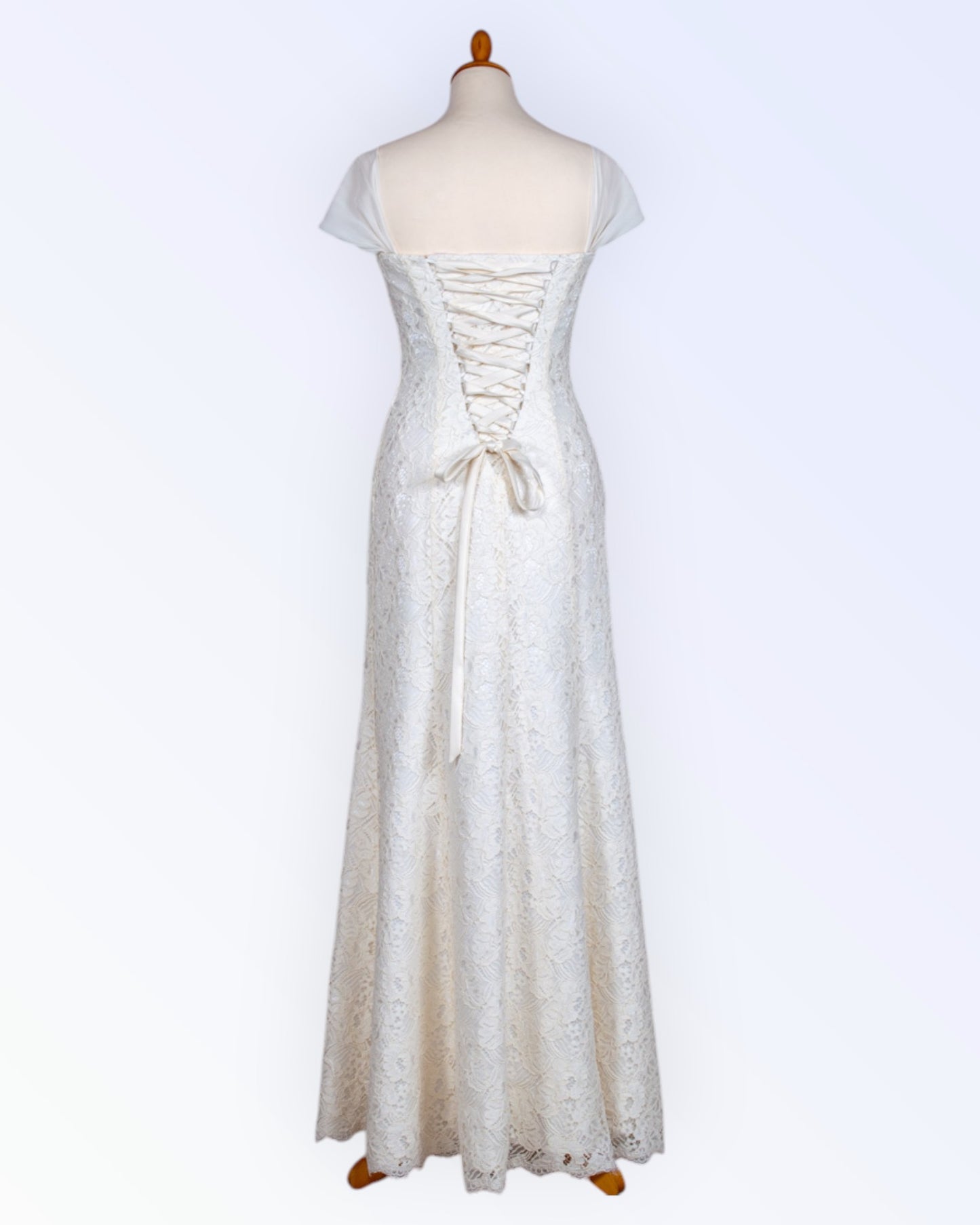 Off-white lace wedding dress