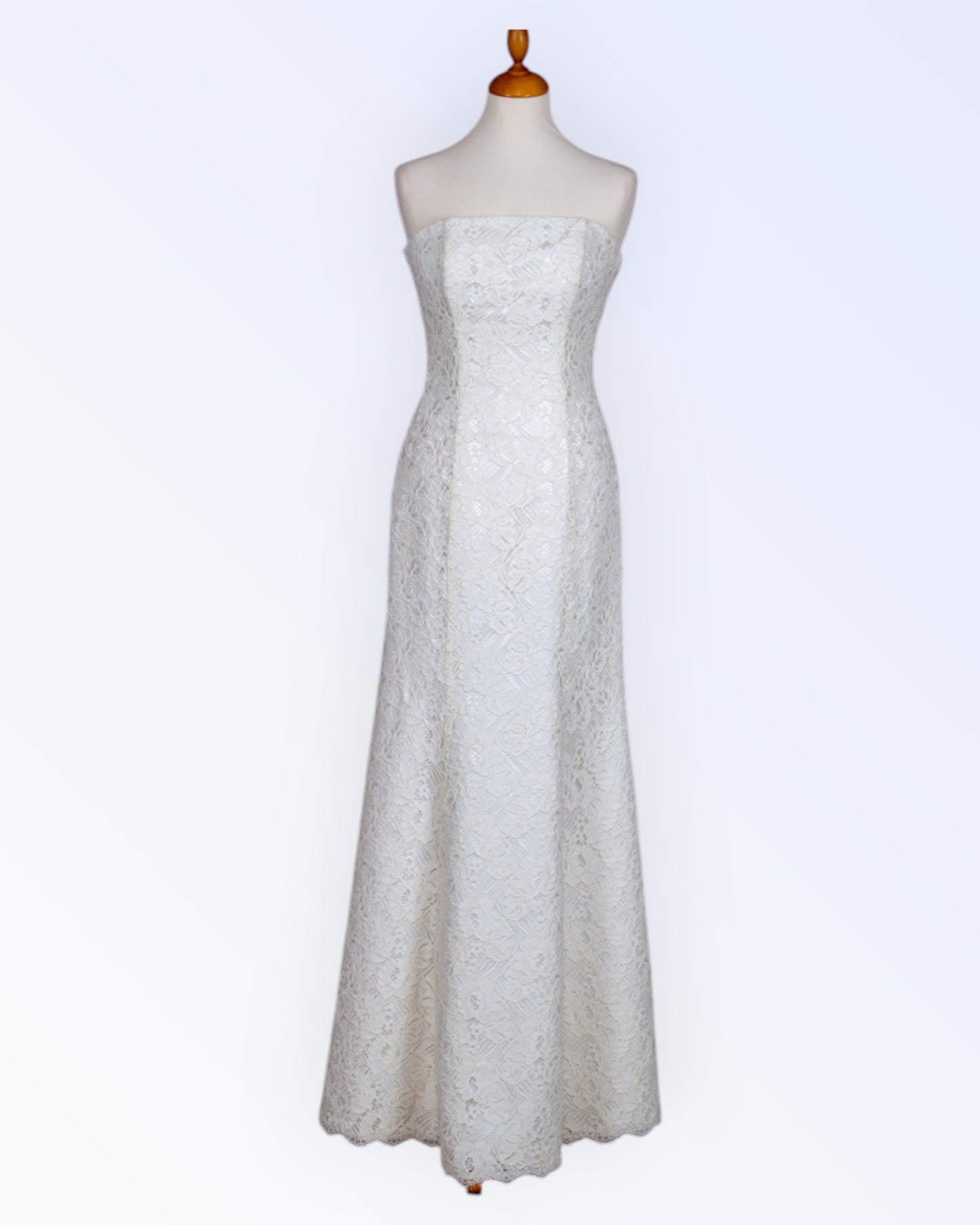 Off-white lace wedding dress