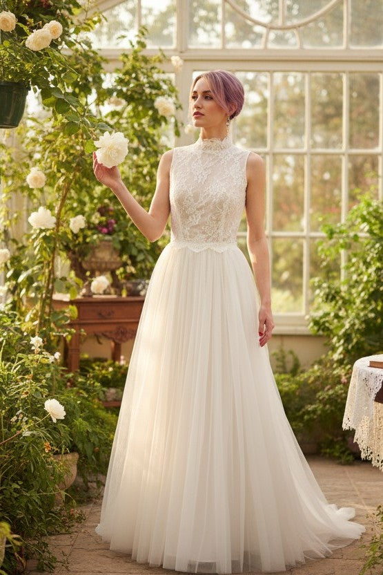Romantiline tüllseelikuga pruutkleit