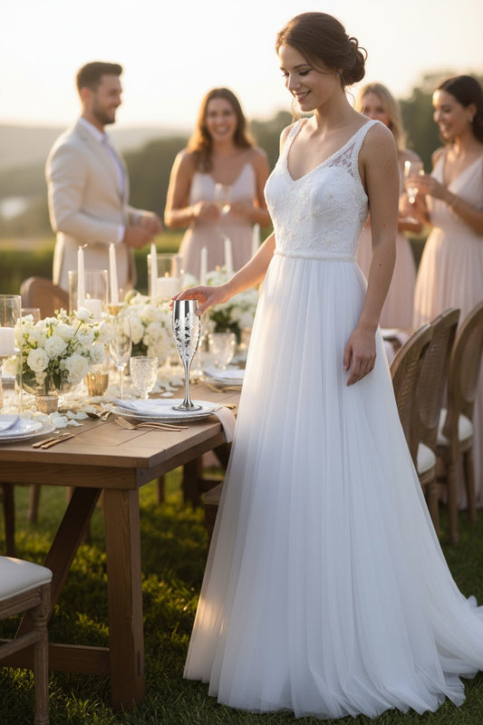 White tulle wedding dress