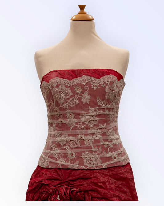 Red taffeta corset
