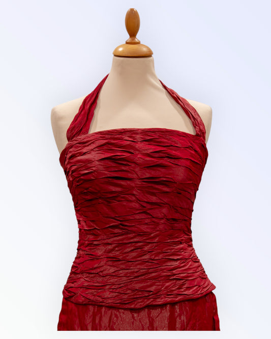 Red taffeta corset