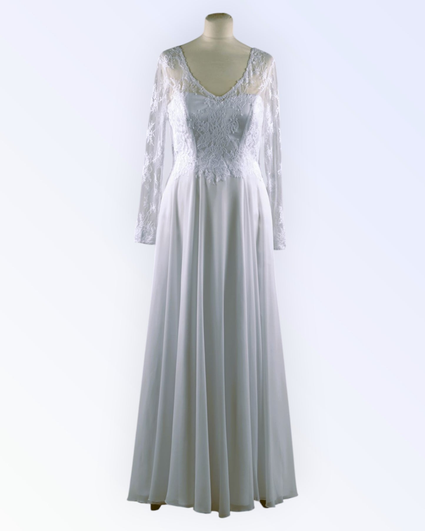 White chiffon wedding dress