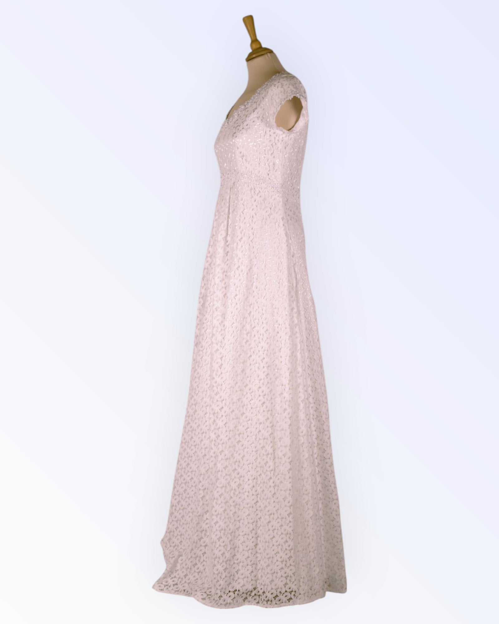 White lace empire-cut wedding dress
