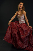 Long formal taffeta skirt with a train