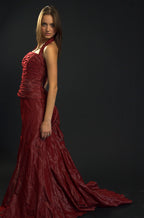 Long formal taffeta skirt with a train