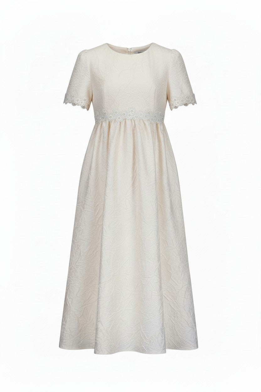 Girls' dress made of natural white raw silk