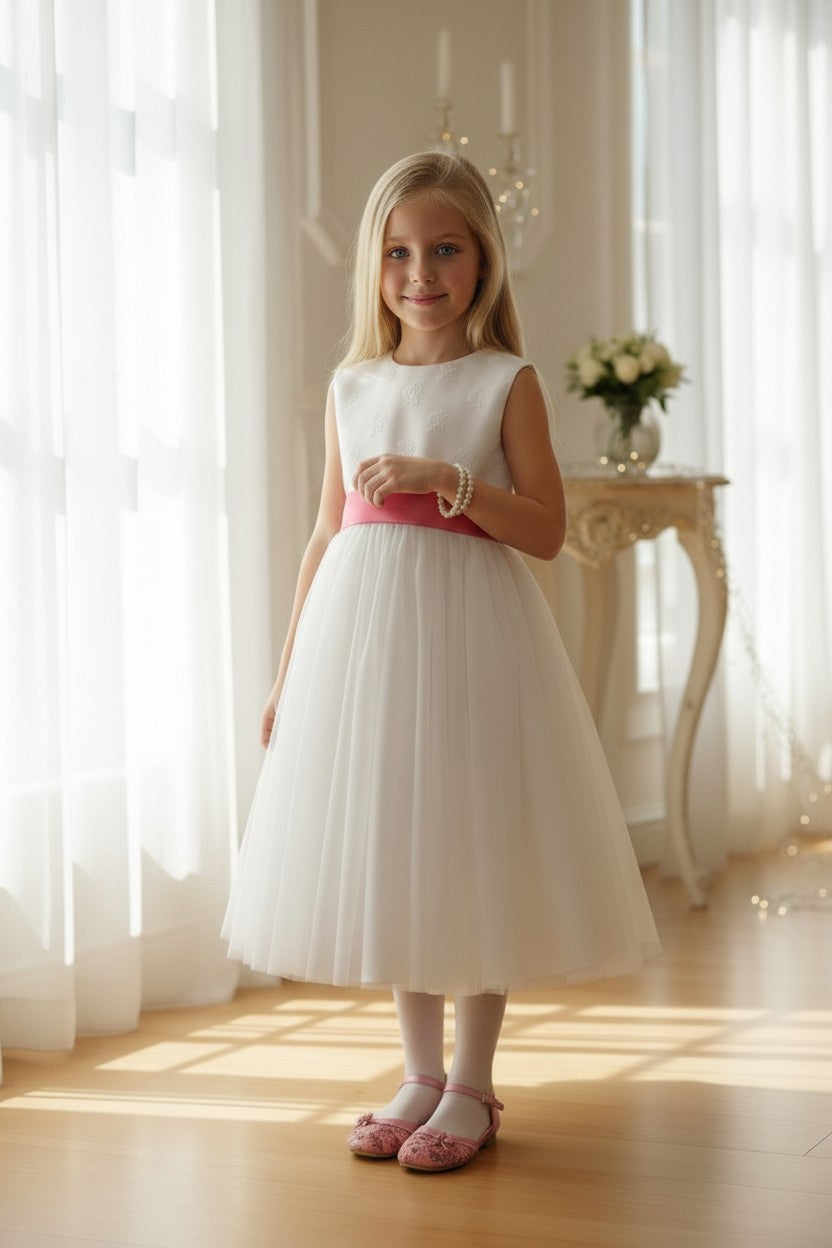 Children's party dress with a fluffy tulle skirt