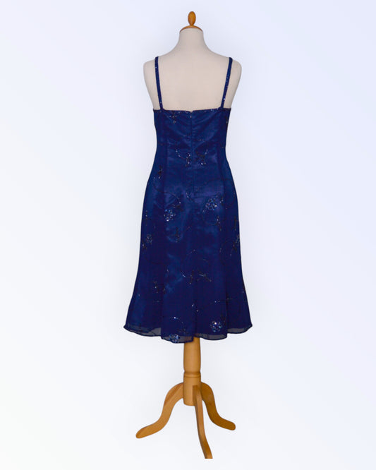 Navy blue silk cocktail dress