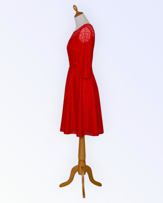 Red lace party dress