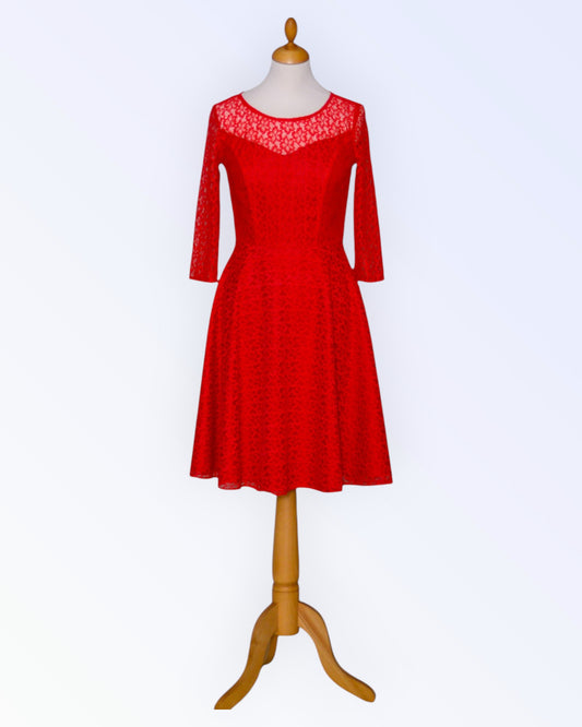 Red lace party dress