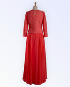 Coral pink two-piece evening dress