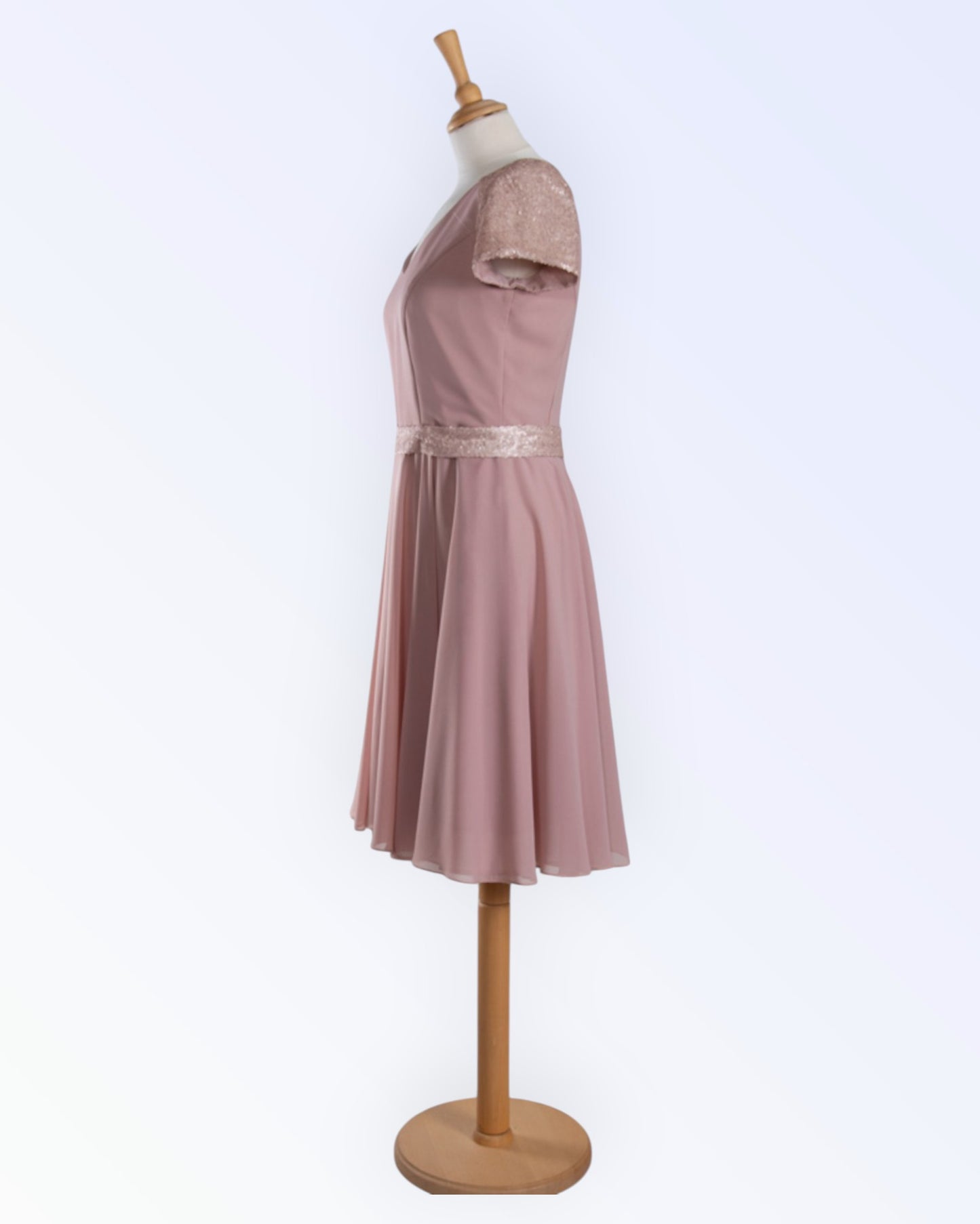 Juhlava vanhanpinkki sifonkimekko