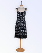 Black and white polka dot chiffon dress