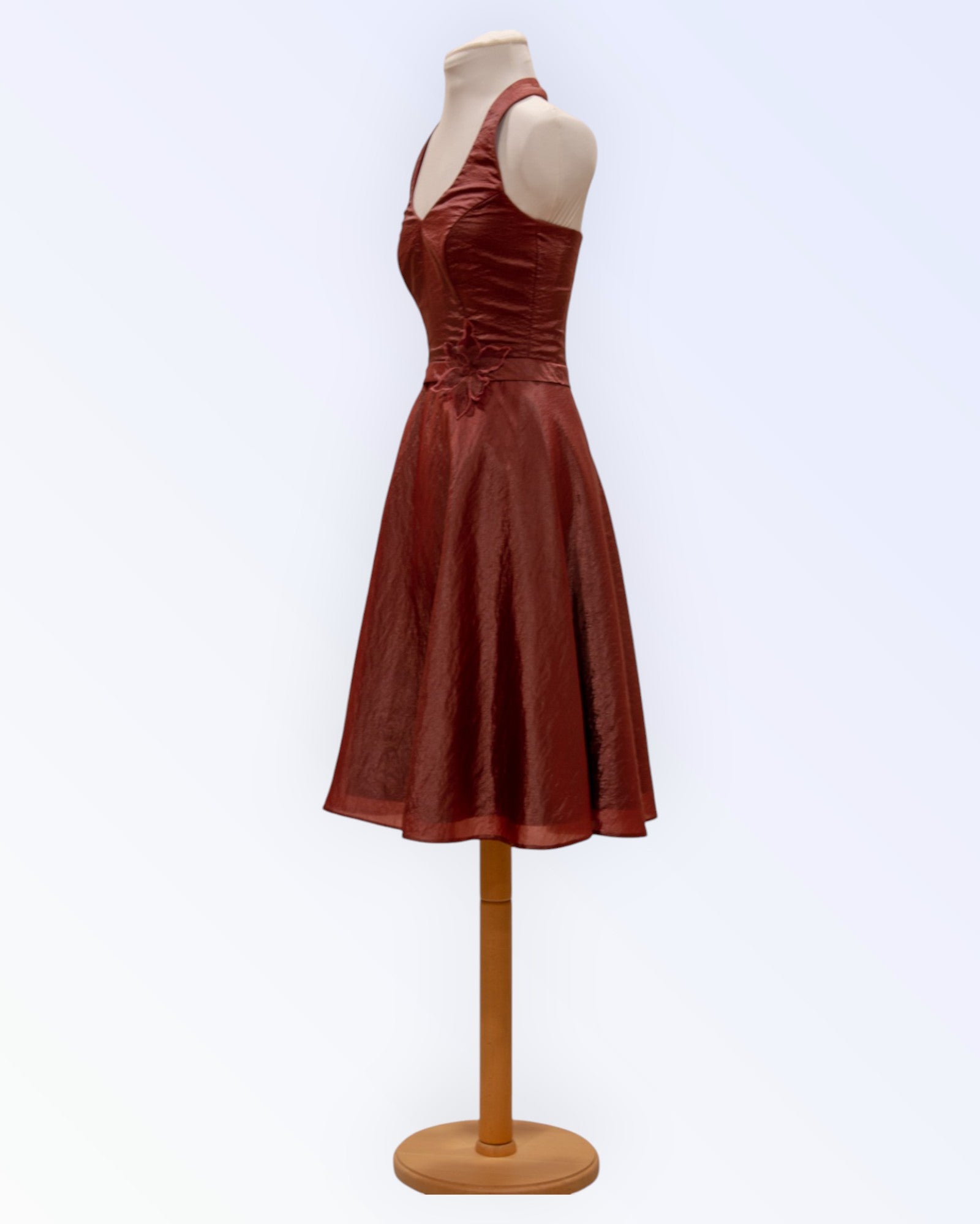Burgundy organza party dress