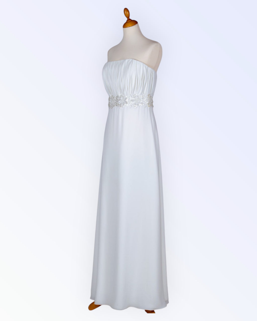 Off-white chiffon wedding dress