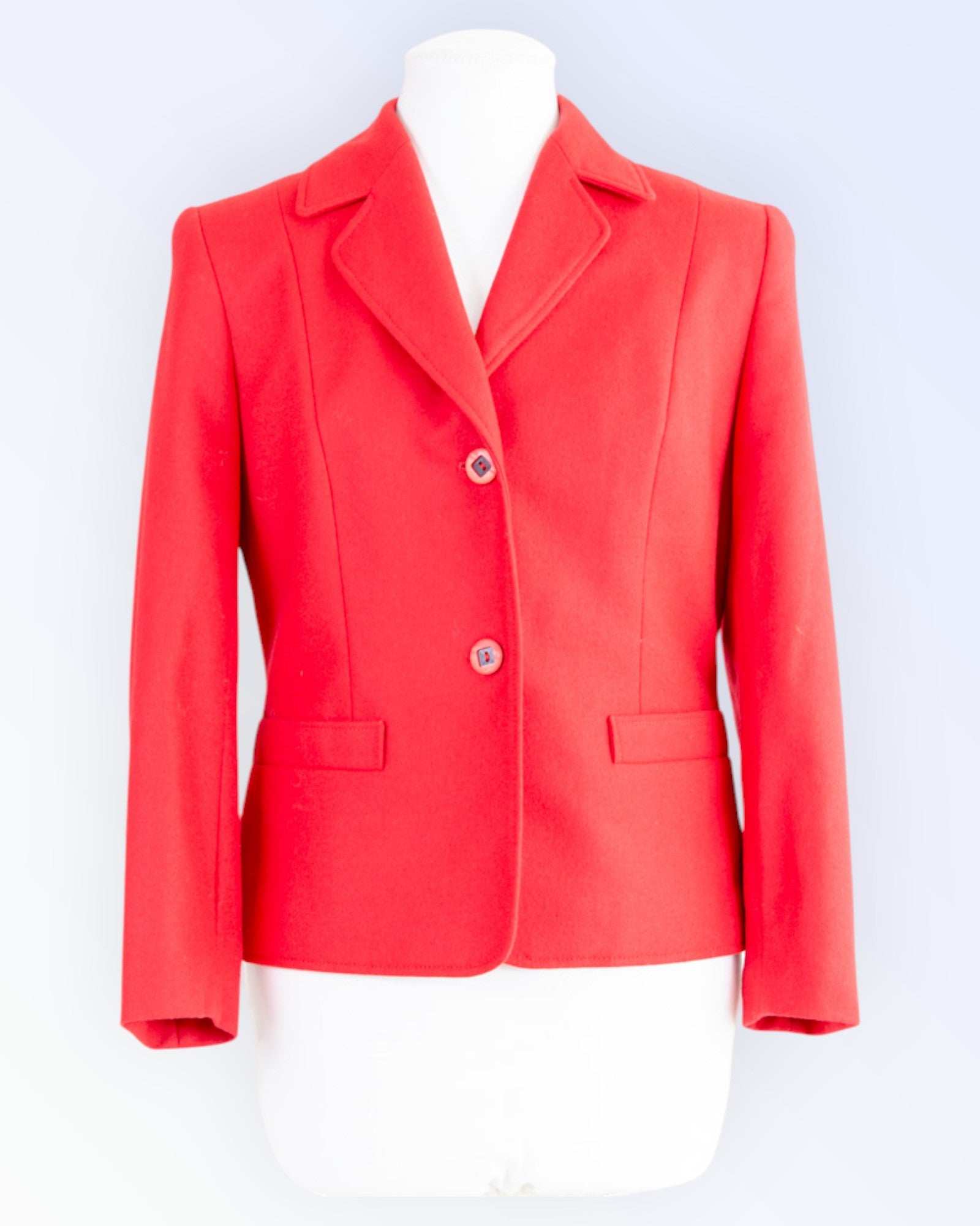 AMAL Coordinates classic red blazer