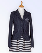 Fishbone tummanharmaa raidallinen pukutakki