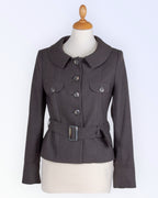 Stockh lm stylish brown suit jacket with belt