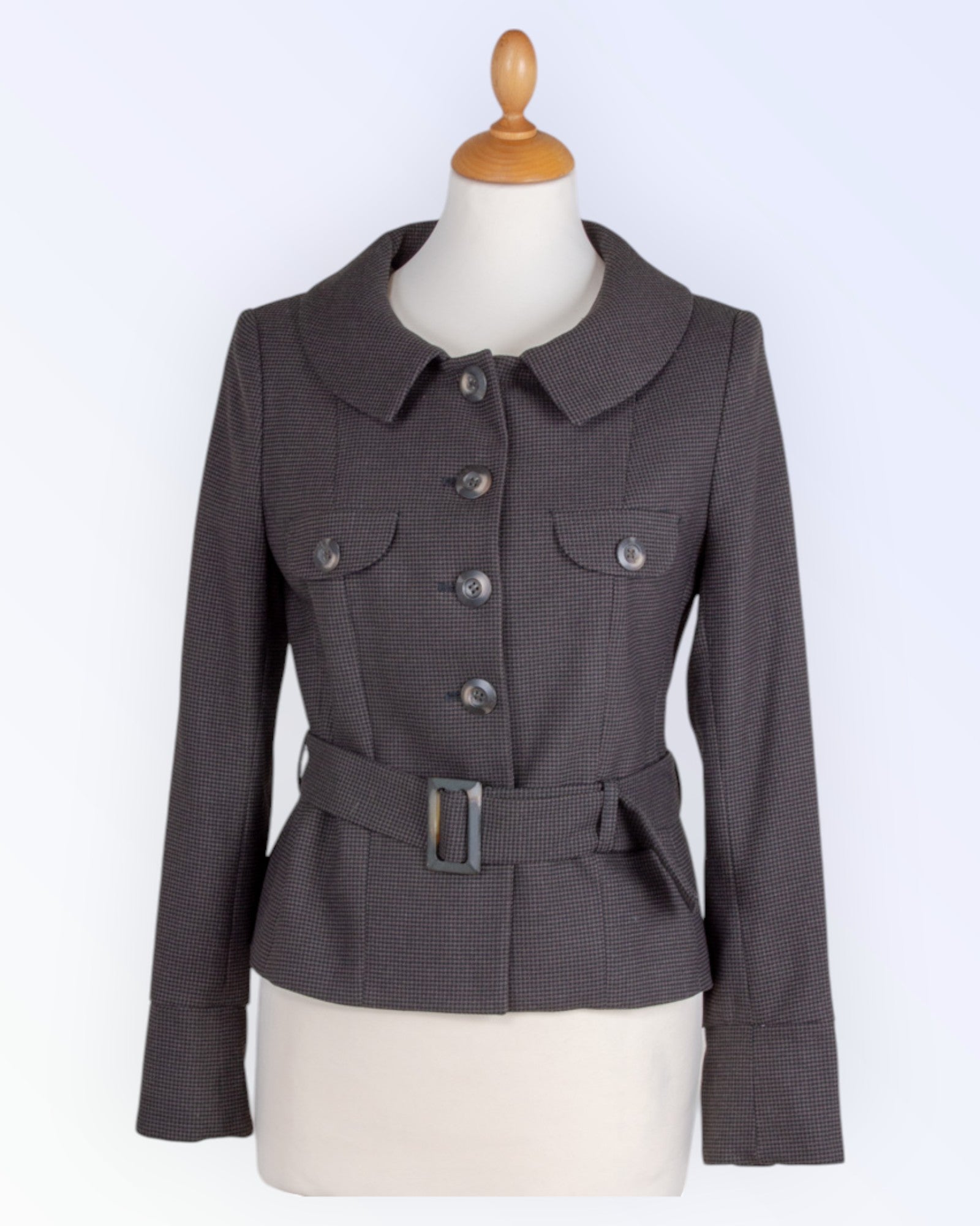 Stockh lm stylish brown suit jacket with belt