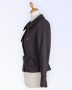 Stockh lm stylish brown suit jacket with belt