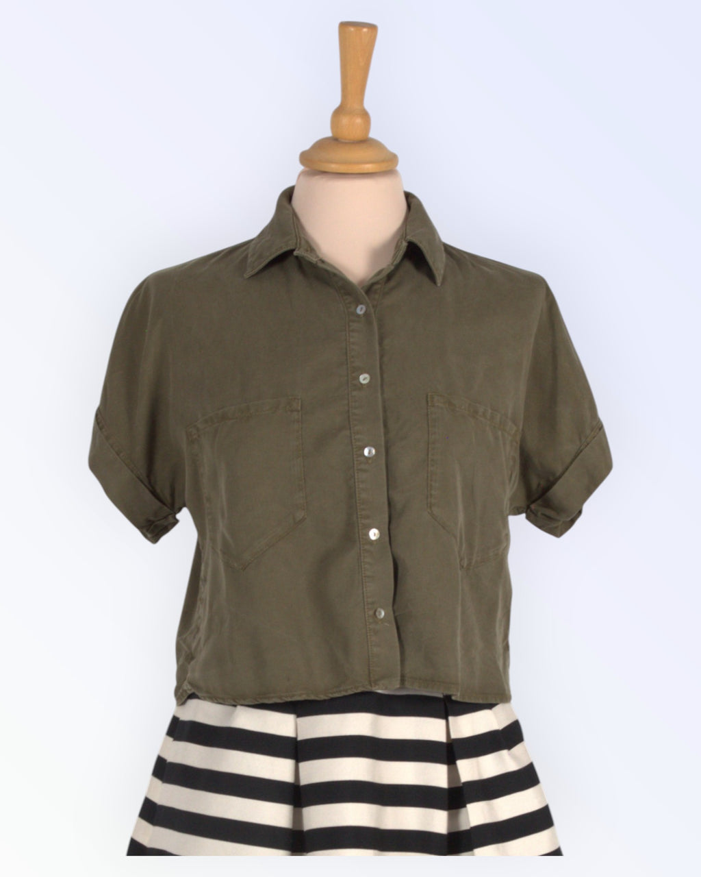 Zara Basic olive green sporty blouse