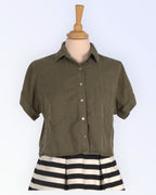 Zara Basic olive green sporty blouse
