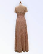 Beige lace long formal dress