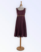 Päikeseplisseerist seelikuga bordoopunane šifoonkleit