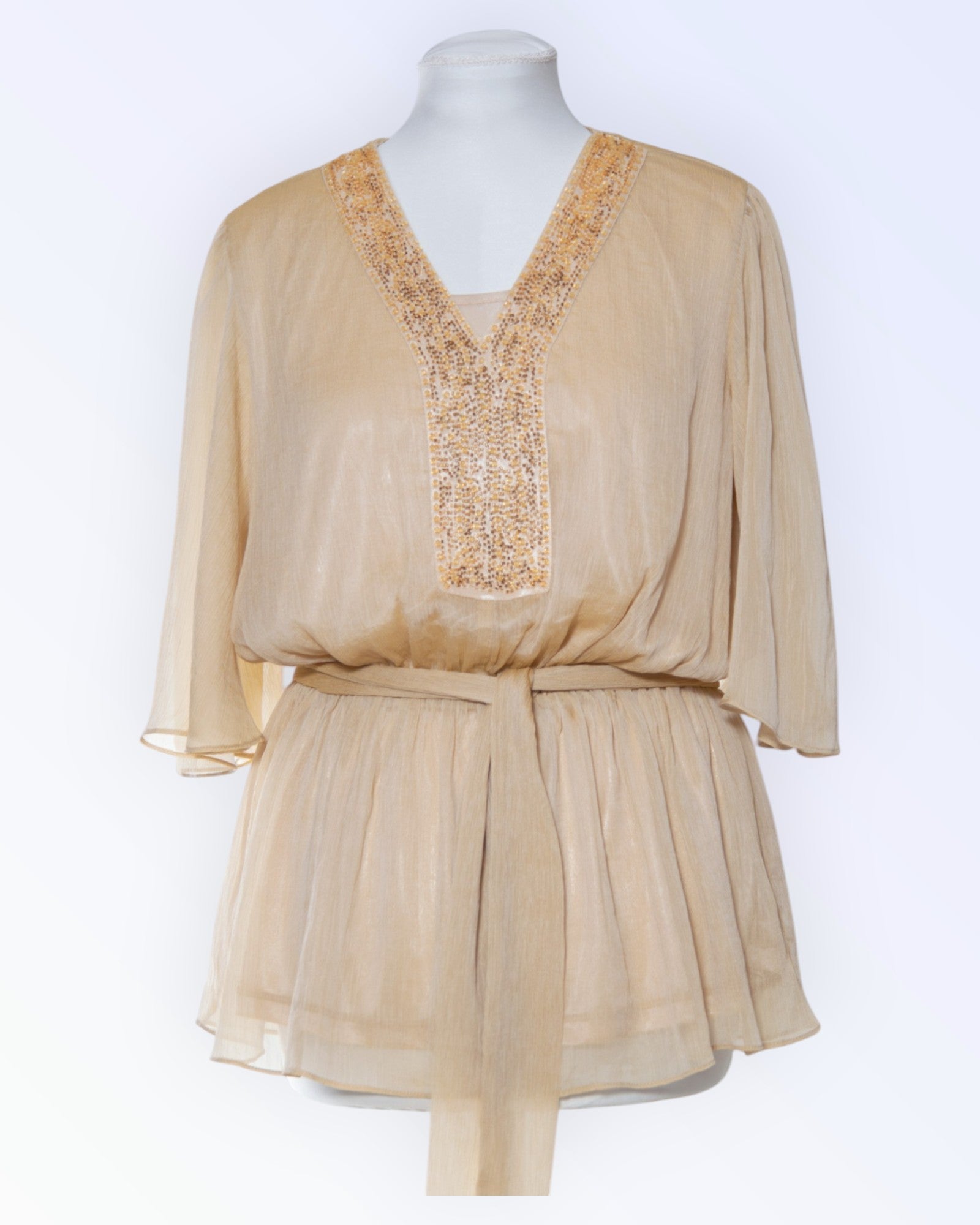 American Glamour Badgley Mischka beige tunika