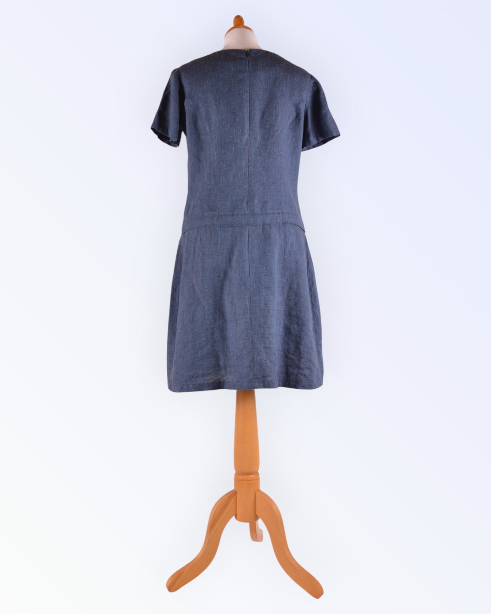 Navy blue linen summer dress