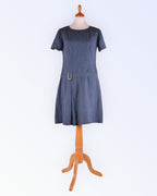 Navy blue linen summer dress