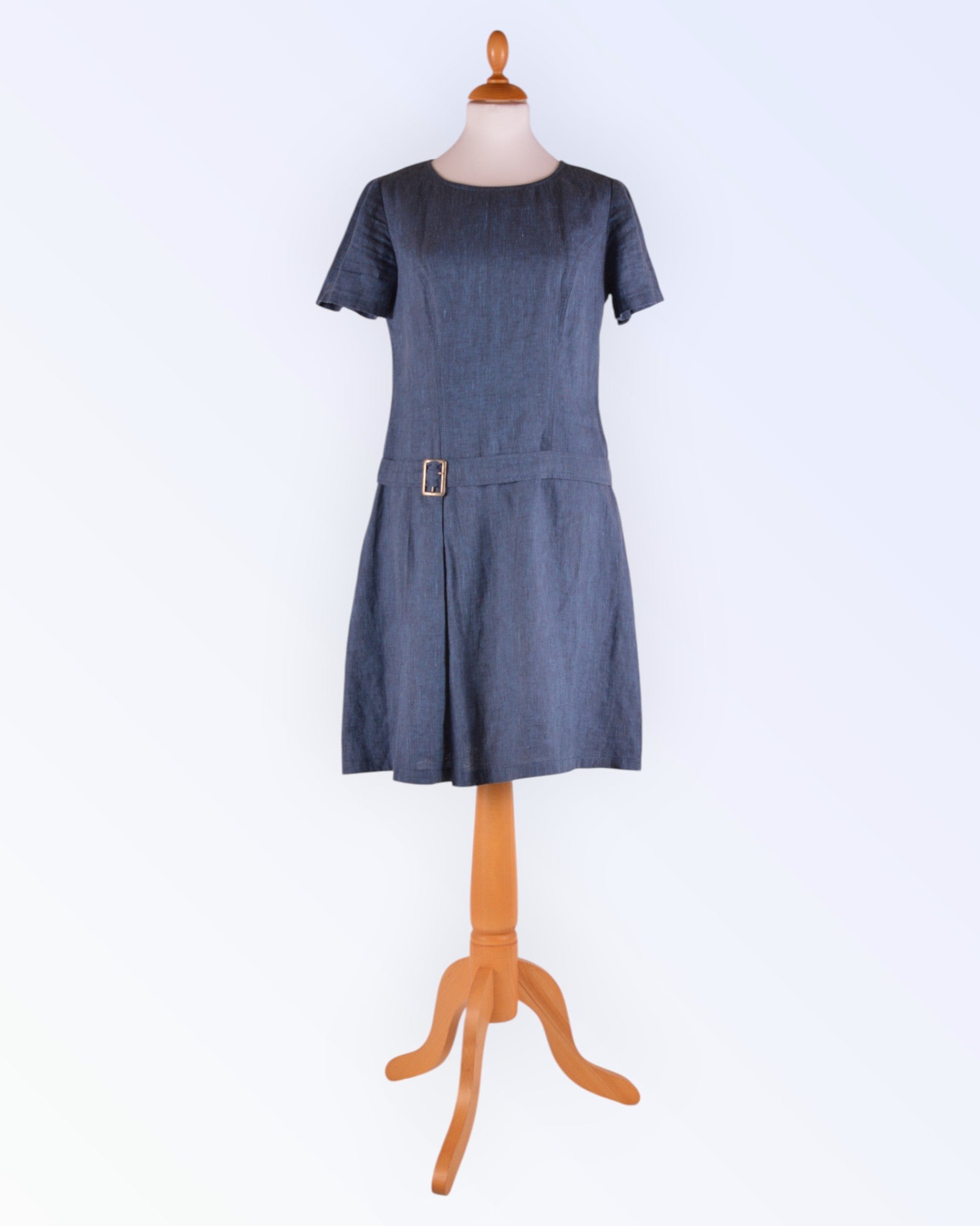 Navy blue linen summer dress