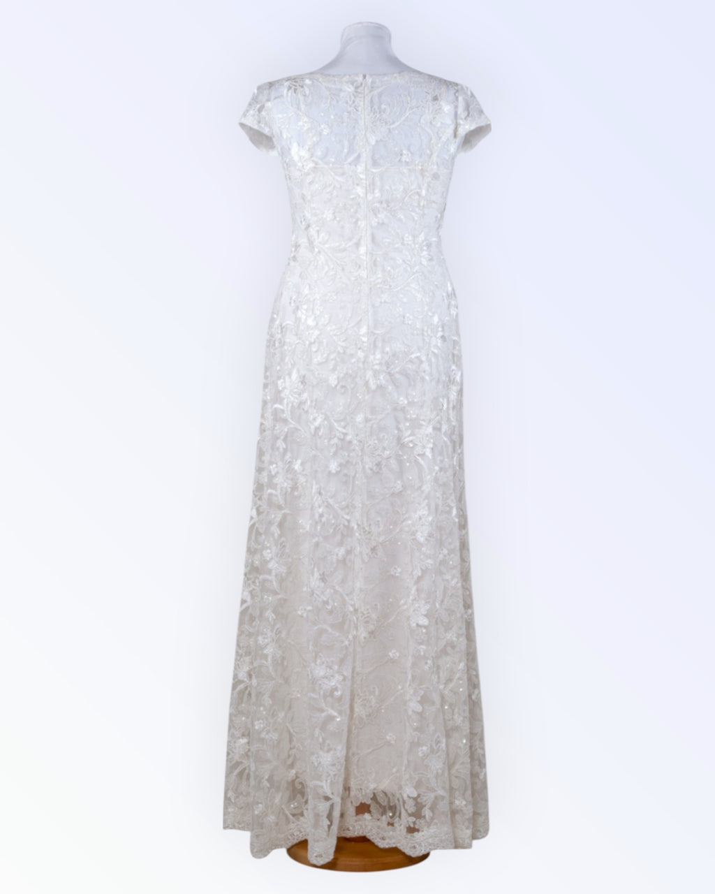 Sheer tulle lace wedding dress with sequins