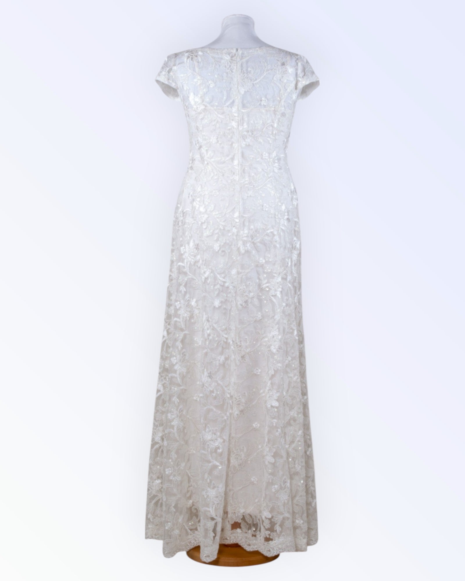 Sheer tulle lace wedding dress with sequins